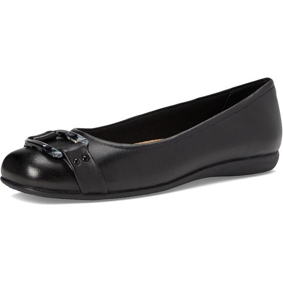 Trotters Womens Sizzle Signature Flat US 8.5 WW EU 39 Black Leather Slip On NIB - Picture 1 of 12